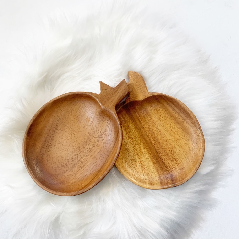 Apple Monkey Pod Wood Mid Century Modern Bowls